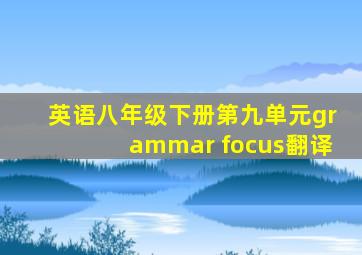 英语八年级下册第九单元grammar focus翻译